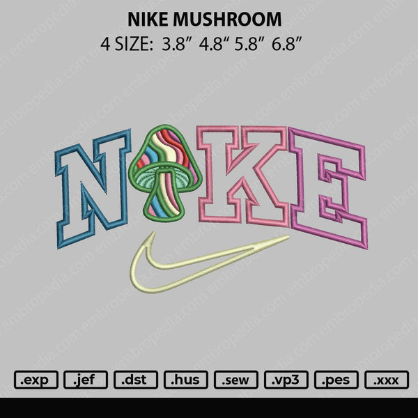 Nike Mushroom Embroidery File 4 size