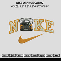 Nike Orange Car 02 Embroidery File 6 sizes