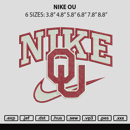 Nike Ou Embroidery File 6 sizes