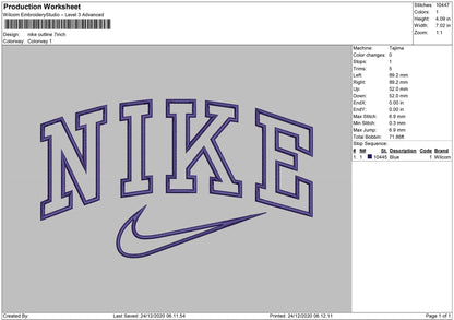 Nike outline 7 Embroidery