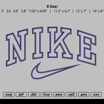 Nike Outline Swoosh Embroidery File 10 size