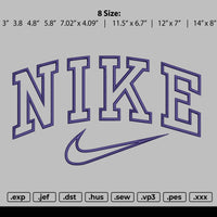 Nike Outline Swoosh Embroidery File 10 size