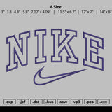 Nike Outline Swoosh Embroidery File 10 size