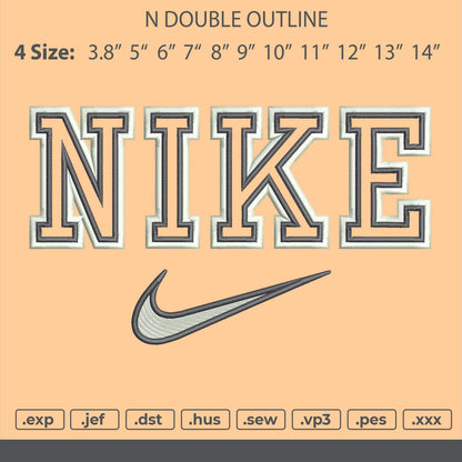 Nike Double Outline Embroidery File 11 Size