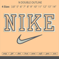 Nike Double Outline Embroidery File 11 Size