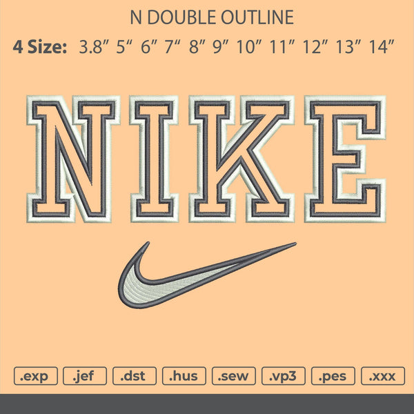Nike Double Outline Embroidery File 11 Size