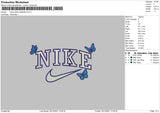 Nike Outline Butterflies Embroidery File 4 size
