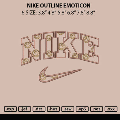 Nike Outline Emoticon Embroidery File 6 sizes