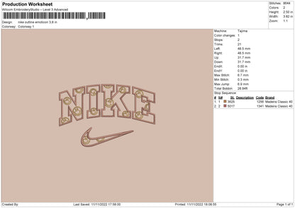 Nike Outline Emoticon Embroidery File 6 sizes