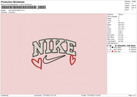 Nike Outline Hearts Embroidery File 4 size