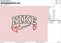 Nike Outline Hearts Embroidery File 4 size