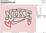 Nike Outline Hearts Embroidery File 4 size