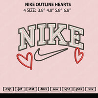 Nike Outline Hearts Embroidery File 4 size