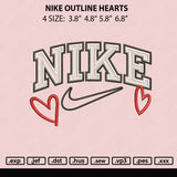 Nike Outline Hearts Embroidery File 4 size