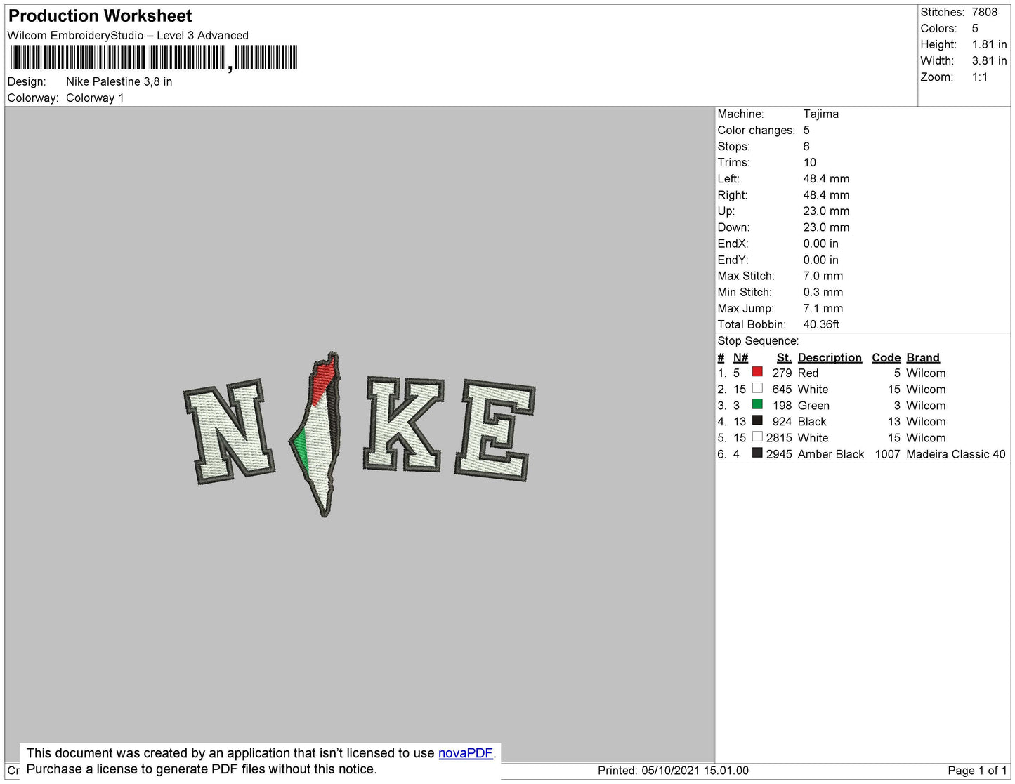Nike Palestine Embroidery File 4 size