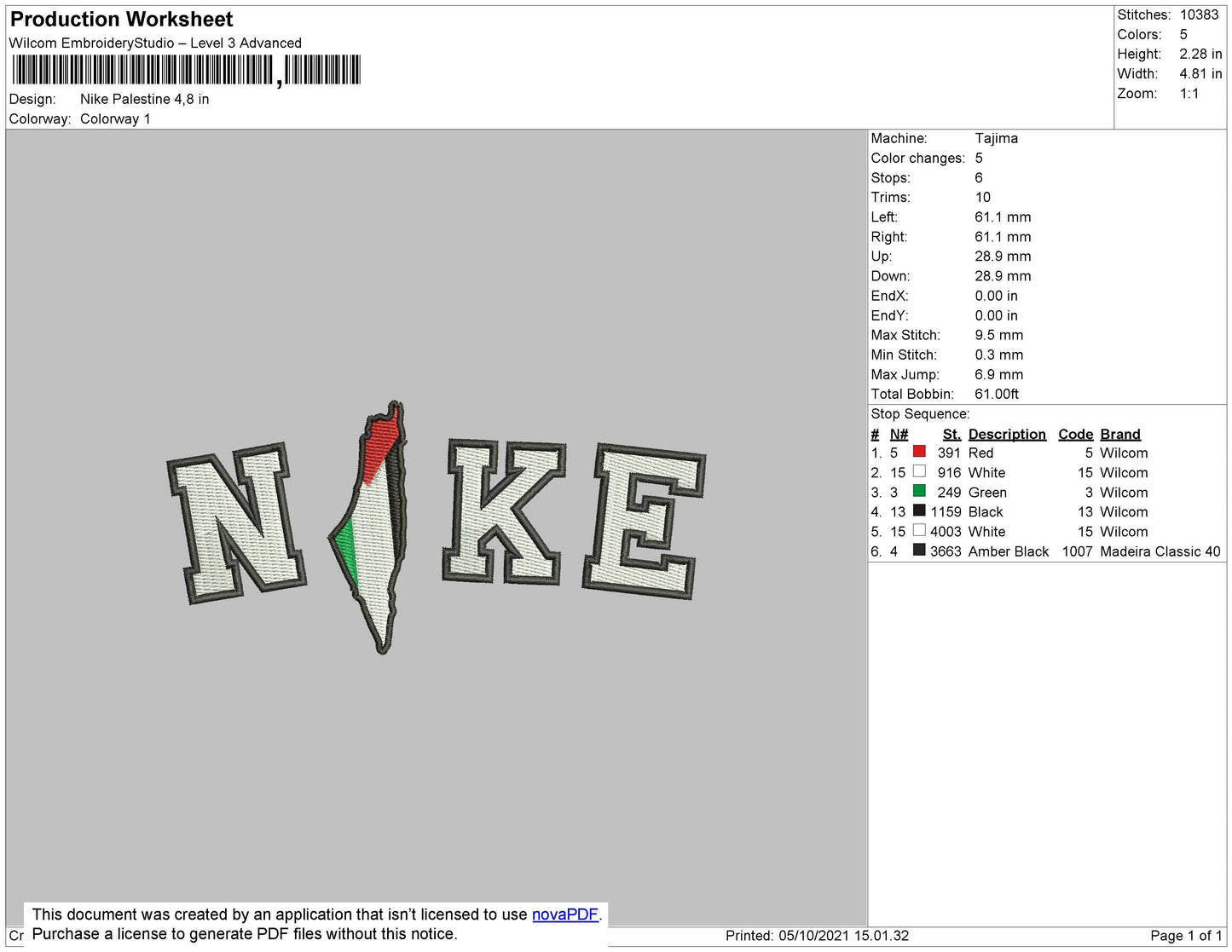 Nike Palestine Embroidery File 4 size