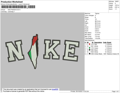 Nike Palestine Embroidery File 4 size
