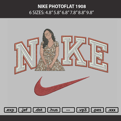 Nike Photoflat 1908 Embroidery Machine Design File 6 sizes
