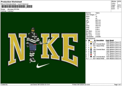Nike Player Nd Embroidery File 6 sizes