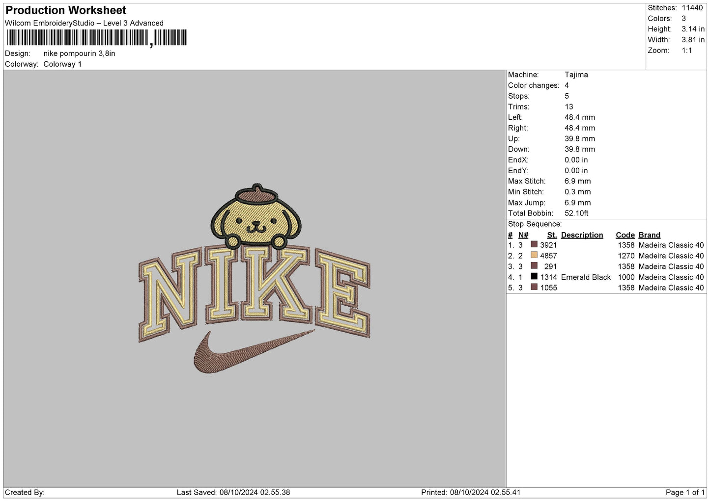 Nike Rabbit 0810 Embroidery File 6 sizes