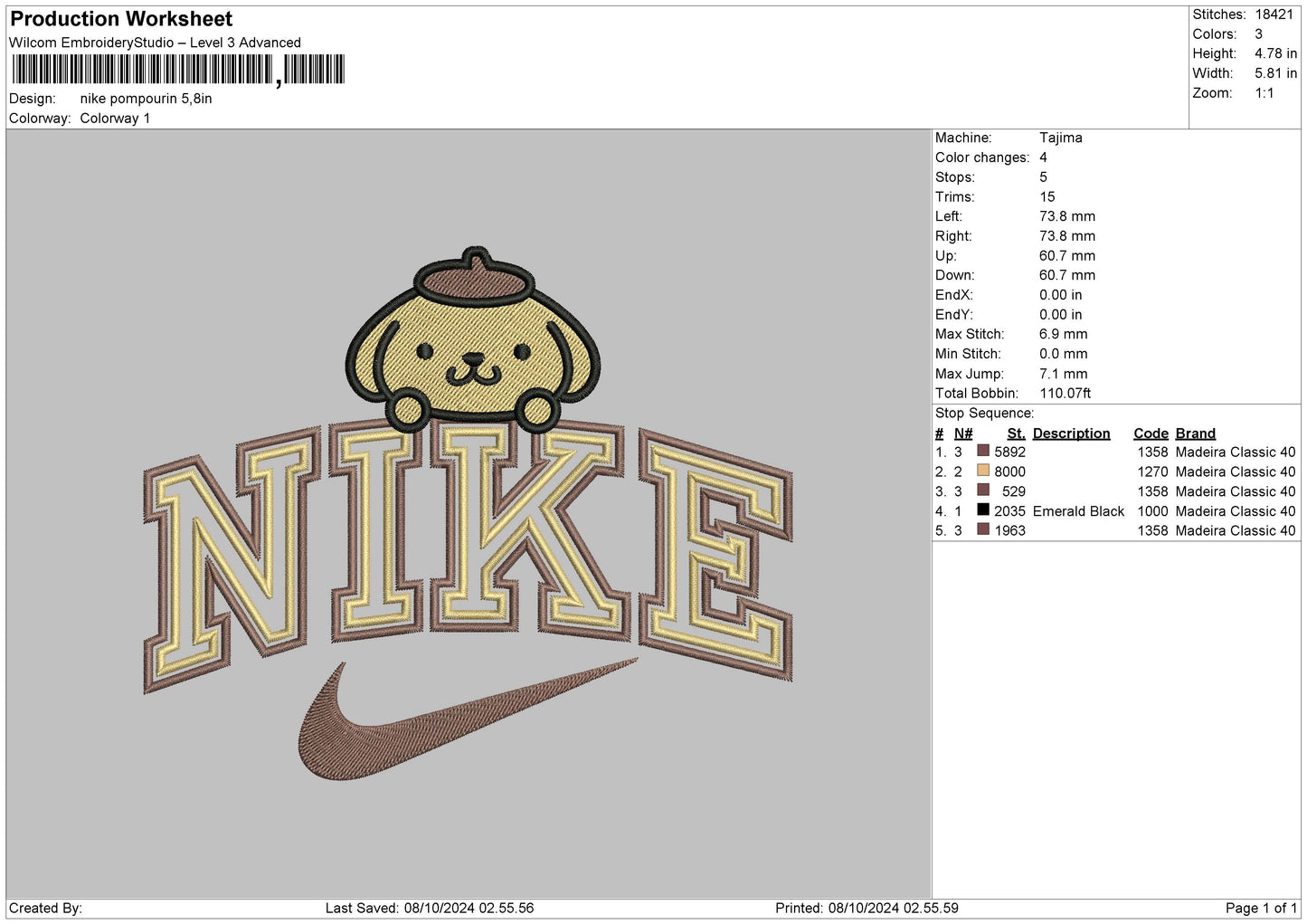 Nike Rabbit 0810 Embroidery File 6 sizes