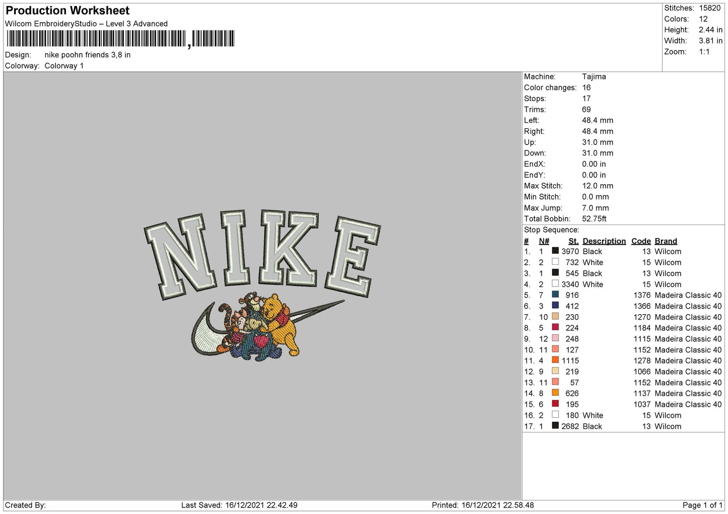Nike Pooh N Friends Embroidery File 4 size