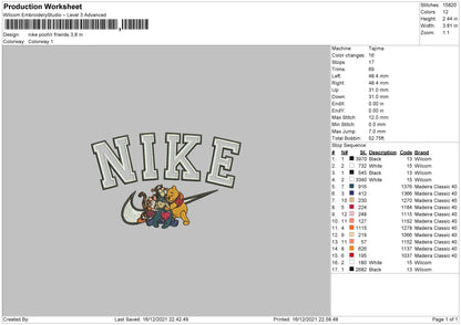 Nike Pooh N Friends Embroidery File 4 size