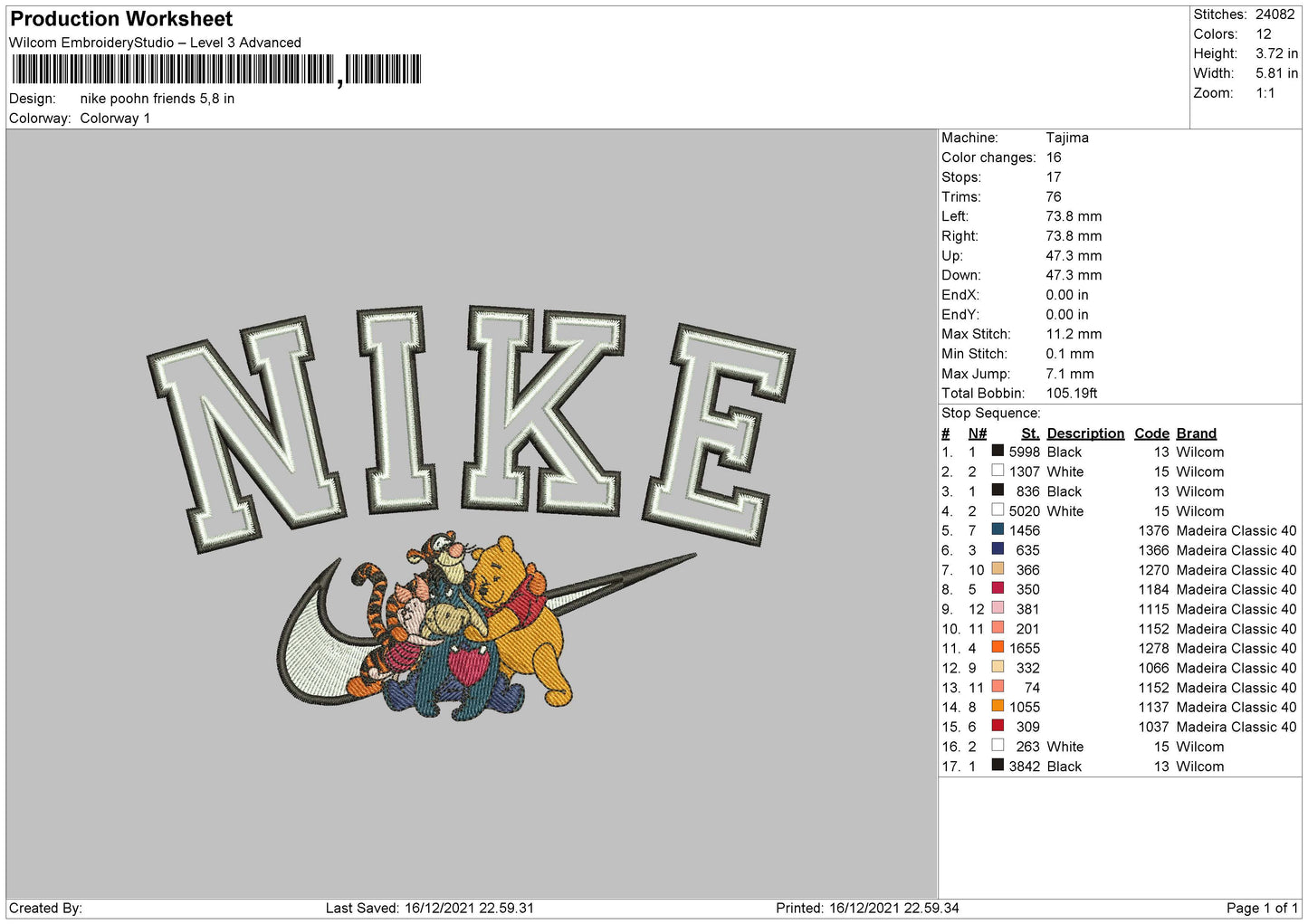 Nike Pooh N Friends Embroidery File 4 size