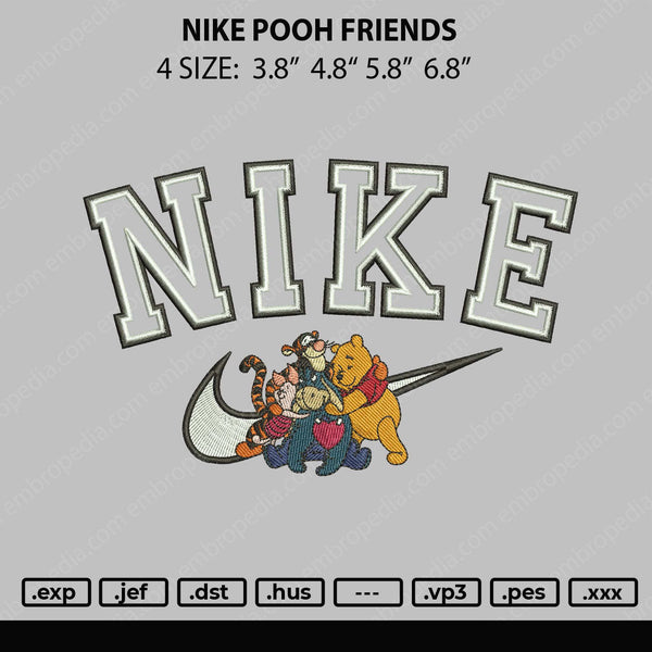 Nike Pooh N Friends Embroidery File 4 size