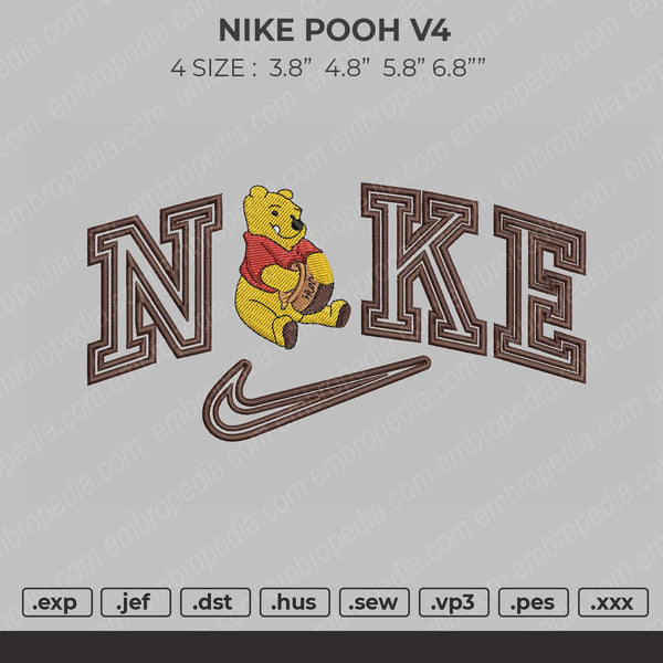 Nike Pooh V4 Embroidery File 4 size