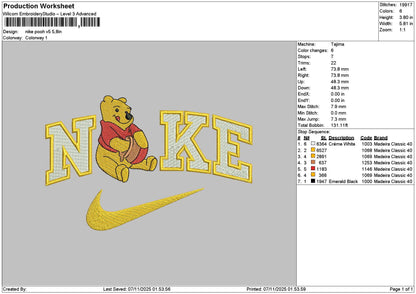Nike Pooh V005 Embroidery File 6 sizes