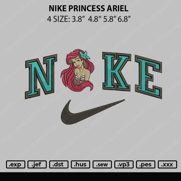 Nike Princess Ariel Embroidery File 4 sizes