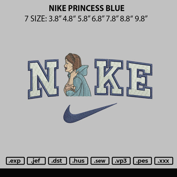 Nike Princess Blue Embroidery File 6 sizes