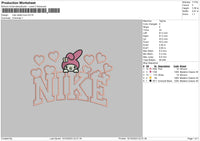 Nike Rabbit Love Embroidery File 6 sizes