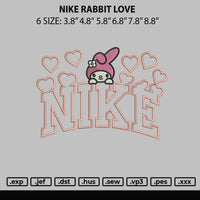 Nike Rabbit Love Embroidery File 6 sizes
