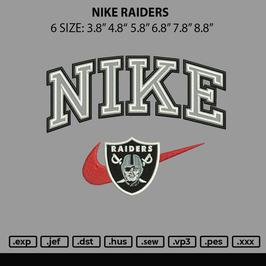 Nike Raidersvia Embroidery File 6 sizes