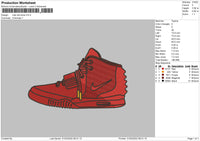 Nike Red Shoe Embroidery File 4 size