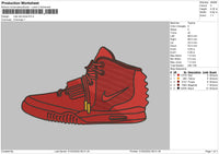 Nike Red Shoe Embroidery File 4 size