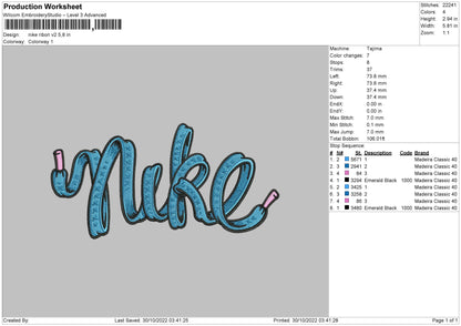 Nike Ribon V2 Embroidery File 6 Sizes