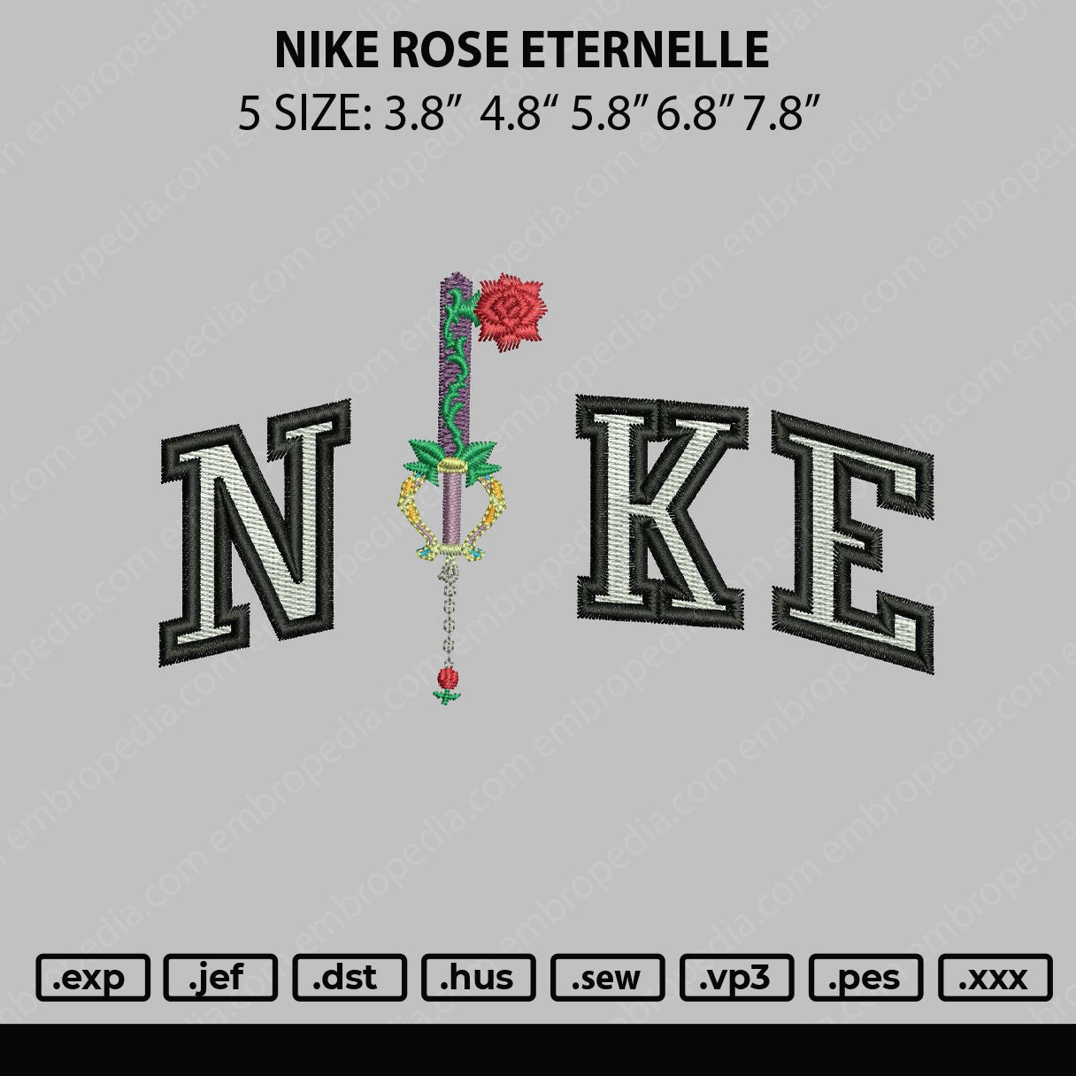Nike Rose Eternelle Embroidery File 5 sizes