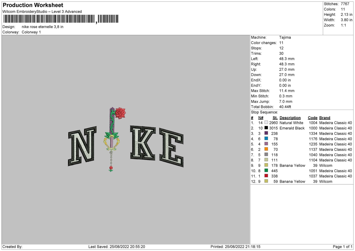 Nike Rose Eternelle Embroidery File 5 sizes