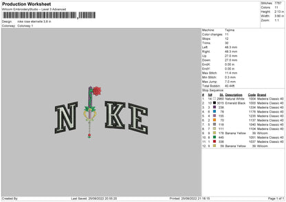 Nike Rose Eternelle Embroidery File 5 sizes
