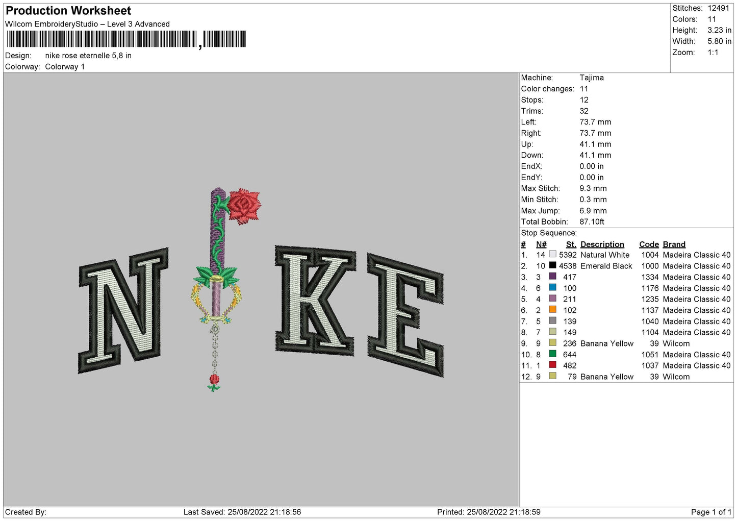 Nike Rose Eternelle Embroidery File 5 sizes