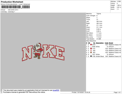 Nike Santa Embroidery File 7 size