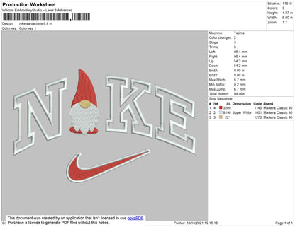 Nike Santaclaus Embroidery File 4 size