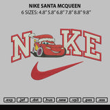 Nike Santa Mcqueen Emboidery File 6 sizes