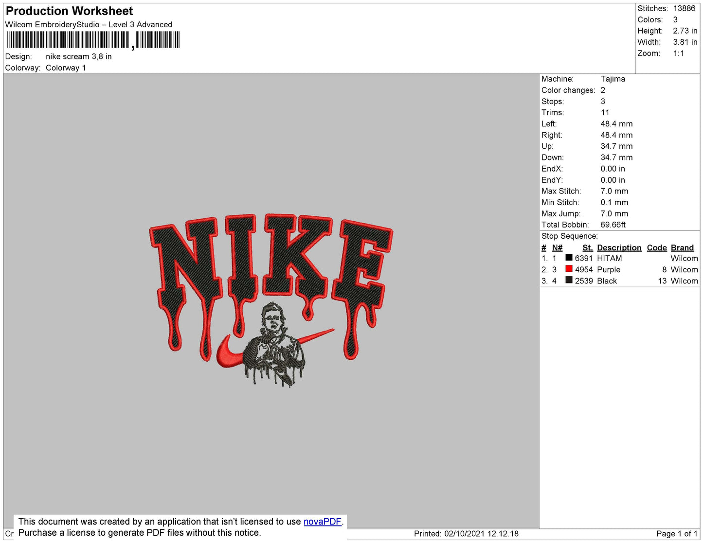 Nike Scream Embroidery File 4 size