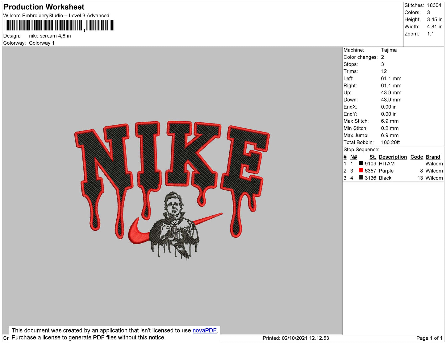 Nike Scream Embroidery File 4 size