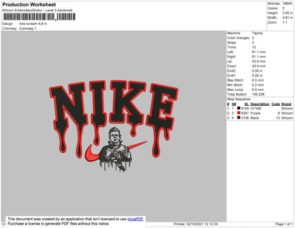 Nike Scream Embroidery File 4 size