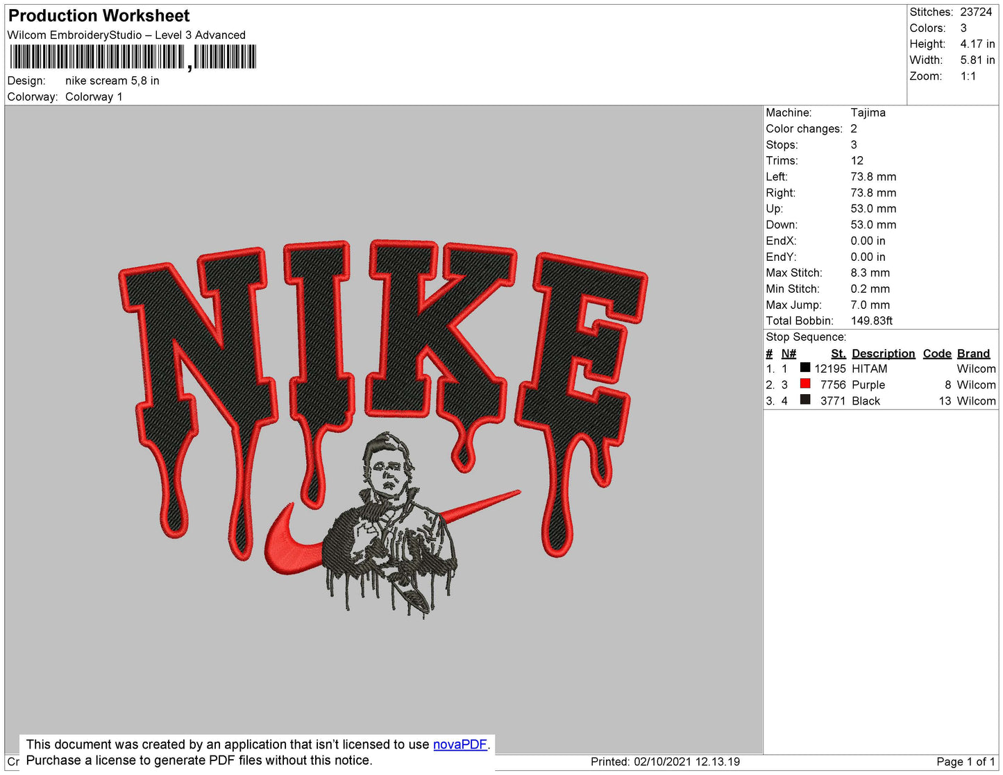 Nike Scream Embroidery File 4 size